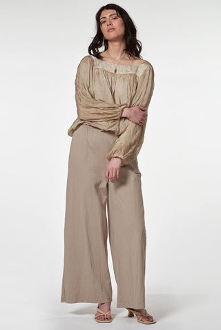 Cotton Palazzo Trousers with Drawstring Waist - Baci Fashion
