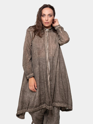 Cotton Shirtdress with Drawstring Hem - Baci Fashion