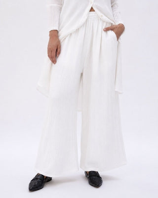 Cotton Silk Blend Elastic Waist Pants - Baci Fashion