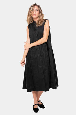 Cotton Sleeveless Pleat Midi Dress Blaze Red / L