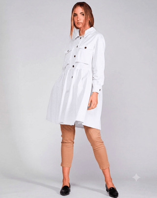 Cotton Tierd Ruffle Patch Pocket Overcoat - Baci Fashion