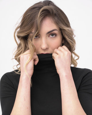 Cowl-Turtleneck Short Sleeve T-Shirt - Baci Fashion