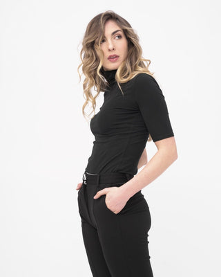 Cowl-Turtleneck Short Sleeve T-Shirt - Baci Fashion