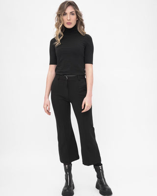 Cowl-Turtleneck Short Sleeve T-Shirt - Baci Fashion