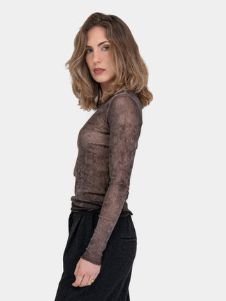 Crew Neck Tulle T-Shirt - Baci Fashion