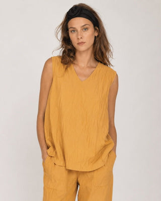 Crinkle Swing V-Neck Tank - Baci Fashion