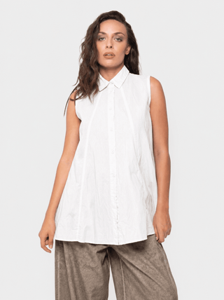Crinkled A-Line Button Down Tank - Baci Fashion