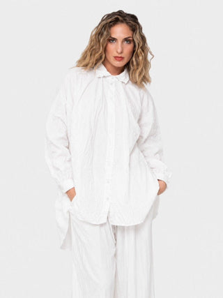Crinkled Oversize Side Split Shirt - Baci Fashion