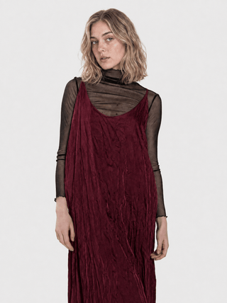 Crinkled Satin Slip Dress - Baci Fashion
