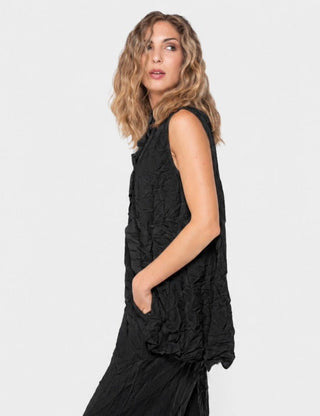 Crinkled Sleeveless Button Up - Baci Fashion