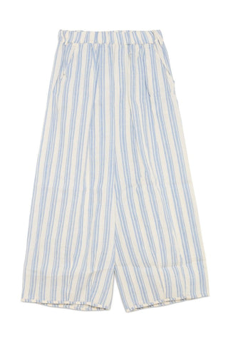 Crinkled Striped Culottes with Elastic Waist - Baci Fashion