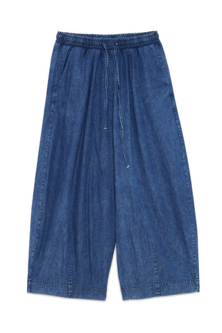 Cropped Denim Pants with Elastic Waist - Baci Fashion