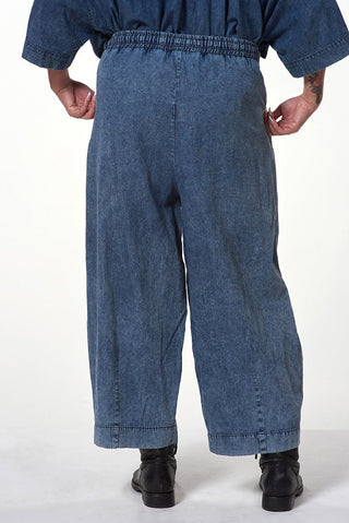 Cropped Denim Pants with Elastic Waist - Baci Fashion