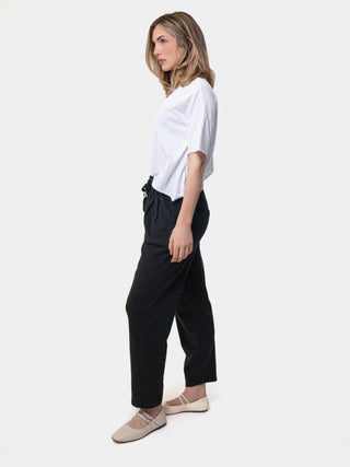 Cropped Leg Elastic Tie Waist Joggers - Baci Fashion