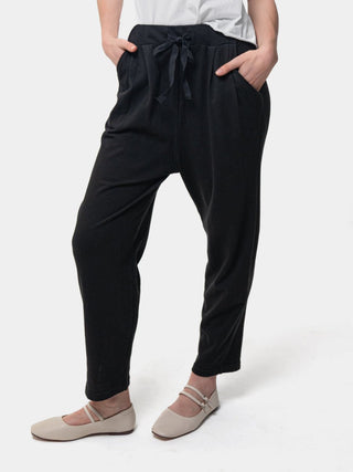 Cropped Leg Elastic Tie Waist Joggers - Baci Fashion