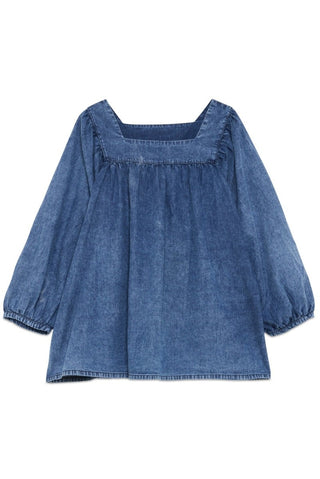 Denim Blouse with Square Neckline - Baci Fashion
