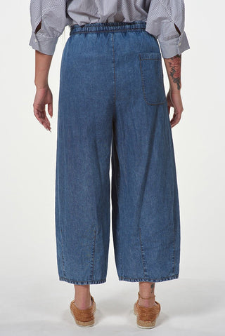 Denim Culottes with Tie Waistband - Baci Fashion
