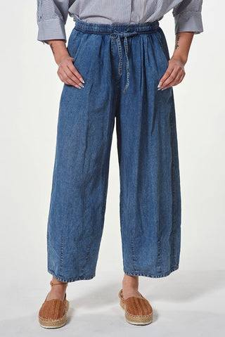 Denim Culottes with Tie Waistband - Baci Fashion