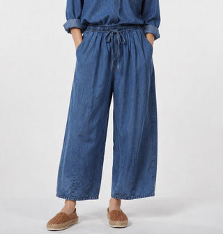Denim Culottes with Tie Waistband - Baci Fashion