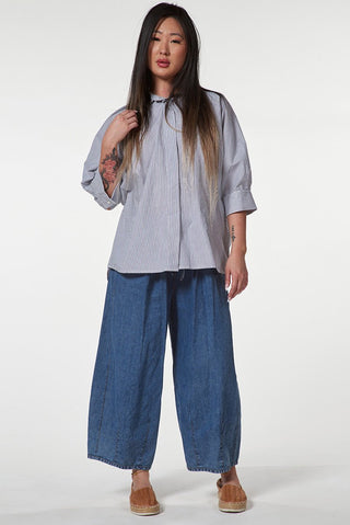 Denim Culottes with Tie Waistband - Baci Fashion