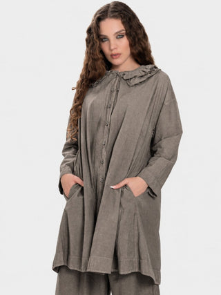 Distressed Peter Pan Collar Tunic - Baci Fashion
