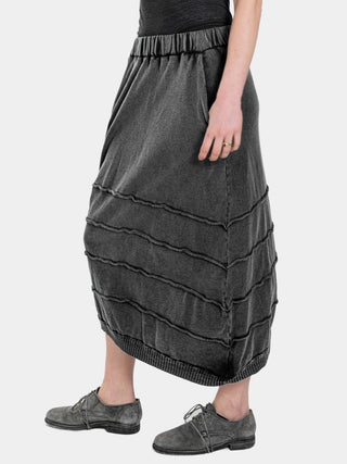 Distressed Splice Tier Midi Skirt - Baci Fashion