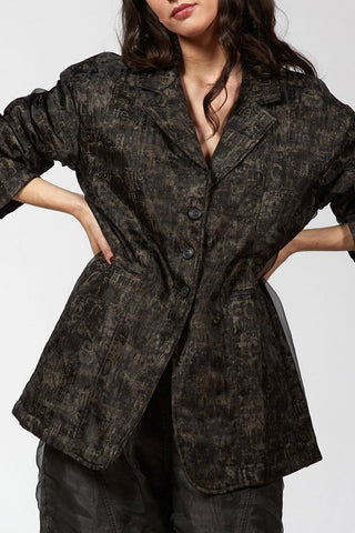 Double - Layered Organza Printed Jacket - Baci Fashion