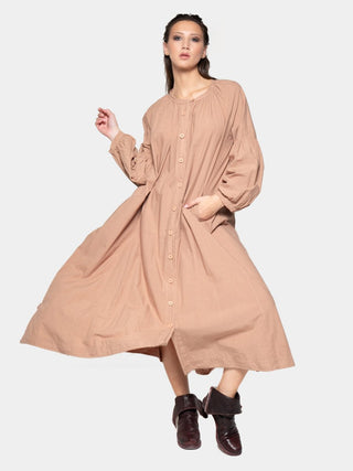 Drop Shoulder Balloon Sleeve Maxi Dress - Baci Fashion