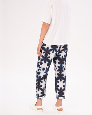 Elastic Drawstring Cotton Big Floral Watercolor Pants - Baci Fashion