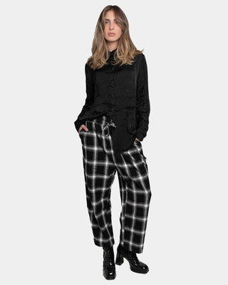 Elastic Drawstring Plaid Pant - Baci Fashion