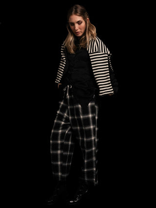 Elastic Drawstring Plaid Pant - Baci Fashion