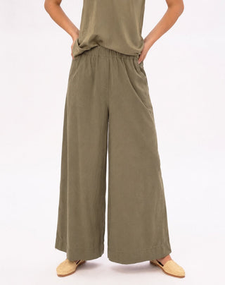 Elastic Pleat Waist Cotton Palazzo Pant - Baci Fashion