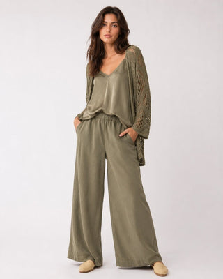 Elastic Pleat Waist Cotton Palazzo Pant - Baci Fashion