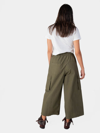 Elastic Waist Cotton Cargo Pant - Baci Fashion