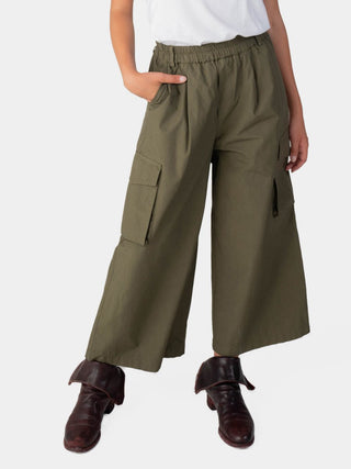 Elastic Waist Cotton Cargo Pant - Baci Fashion
