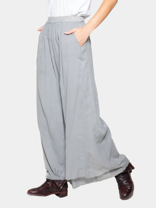 Elastic Waist Layered Hem Palazzo Organic Cotton Trousers - Baci Fashion