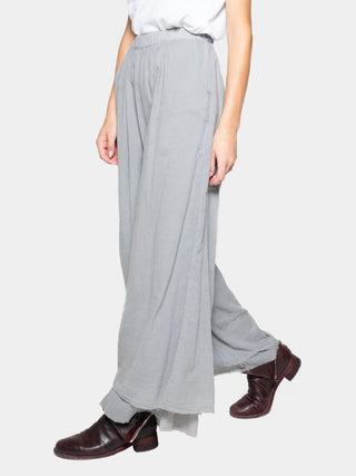 Elastic Waist Layered Hem Palazzo Organic Cotton Trousers - Baci Fashion