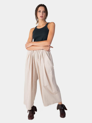 Elastic Waist Organic Cotton Cropped Palazzo Pant - Baci Fashion