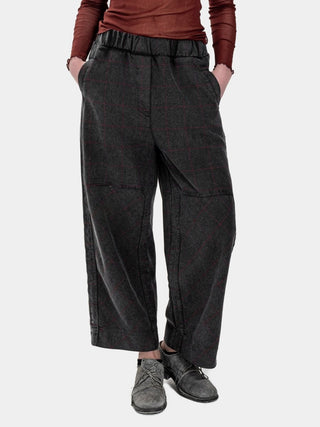 Elastic Waist Patched Plaid Pants - Baci Fashion