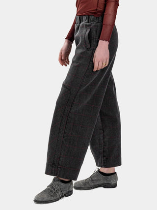 Elastic Waist Patched Plaid Pants - Baci Fashion