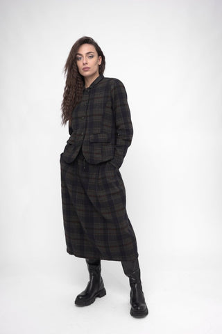 Elastic Waist Plaid Cotton Skirt - Baci Fashion