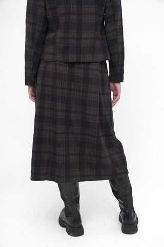 Elastic Waist Plaid Cotton Skirt - Baci Fashion