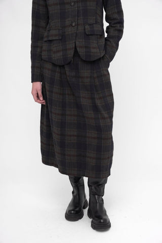 Elastic Waist Plaid Cotton Skirt - Baci Fashion