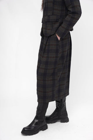Elastic Waist Plaid Cotton Skirt - Baci Fashion
