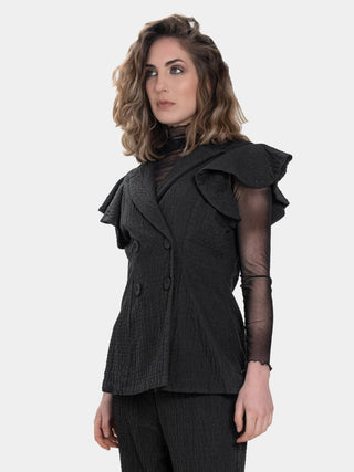 Embossed Ruffle Vest - Baci Fashion