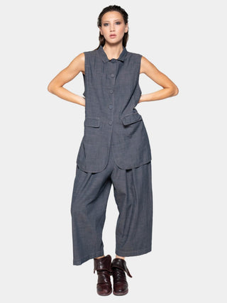 Flap Pocket Denim Look Vest - Baci Fashion