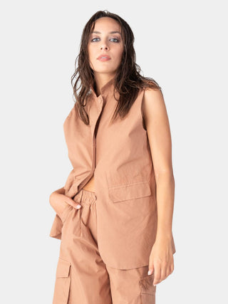 Flap Pocket Solid Cotton Vest - Baci Fashion