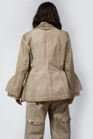 Flared Sleeve Jacket with Silky Collar - Baci Fashion