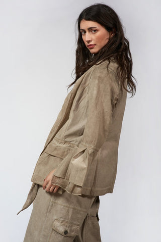 Flared Sleeve Jacket with Silky Collar - Baci Fashion