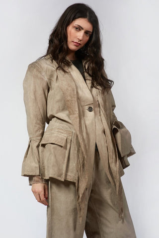 Flared Sleeve Jacket with Silky Collar - Baci Fashion